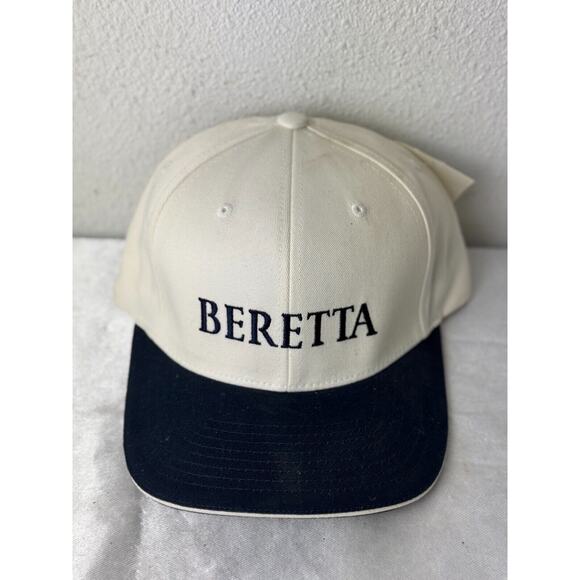 Beretta Core White Baseball Cap Adjustable Strapback Navy Brim Cotton - Picture 1 of 6